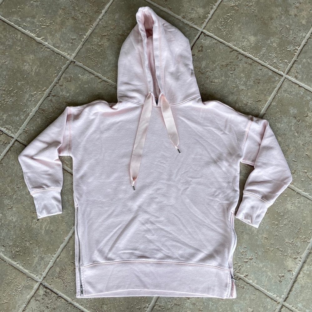 Aerie pullover baby pink hoodie with zip up sides size small